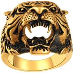 Chevalières en or en velours à motif tigres look gothique pour homme 