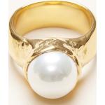 Bagues beiges nude en or à perles en perle 18 carats pour femme 