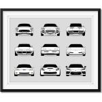 Chevrolet Corvette Generations | C1 C2 C3 C4 C5 C6 C7 C8 Inspiré Affiche De Voiture Impression Art Mural Histoire Évolution Chevrolet Ax1 | Sans
