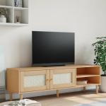 Meubles TV en bois marron tressés en bois massif finis vernis modernes 