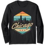 T-shirts noirs en jersey à motif Chicago à manches longues à manches longues Taille S look fashion 