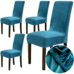 Housses de chaise turquoise en velours extensibles en lot de 4 