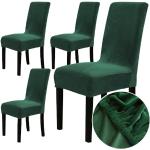 Housses de chaise vert foncé en velours extensibles en lot de 4 