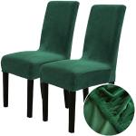 Housses de chaise vert foncé en velours extensibles en lot de 2 