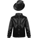 Chemises disco noires à paillettes look Hip Hop pour garçon de la boutique en ligne Amazon.fr 