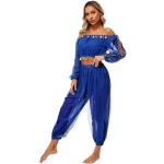 Tenues de danse orientale bleues à paillettes Tailles uniques look fashion pour femme en promo 