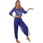 Tenues de danse orientale bleues à paillettes Tailles uniques look fashion pour femme 