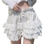 Shorts dentelle blancs en dentelle à volants Taille XXL look fashion pour femme 