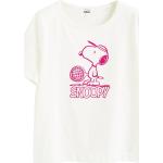 T-shirts à imprimés blanc crème en jersey Snoopy bio éco-responsable à manches courtes à col rond pour femme 
