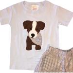 Chemises marron à motif chiens pour garçon de la boutique en ligne Etsy.com 