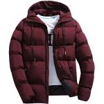 Vestes de ski d'automne rouges en cuir synthétique imperméables coupe-vents à capuche à manches longues Taille 5 XL look fashion pour homme 