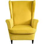 Housses de fauteuil jaunes à rayures en velours extensibles 