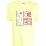 T-shirts à imprimés jaune citron en coton mélangé à manches courtes pour femme en promo 