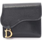 Portefeuilles de créateur Dior Saddle noirs en cuir de veau zippés seconde main pour femme 