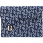 Portefeuilles  de créateur Dior bleu indigo à rayures en toile seconde main pour femme 