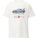 T-shirts blancs en coton oeko-tex à manches courtes Porsche à manches courtes à col rond Taille M look fashion pour homme 