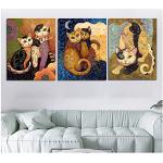 chthsx Classique Gustav Klimt Chat Peintures Abstrait Animal Affiche et Impressions Peinture Photos pour Salon Décorations pour La Maison-50x75x3 Pcscm sans Cadre