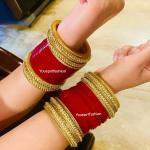 Bracelets de mariage rouges en plastique indiens pour femme 