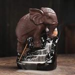 Porte-encens en céramique à motif éléphants 