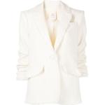 Vestes en tweed blanches en tweed à franges à manches trois-quart pour femme 