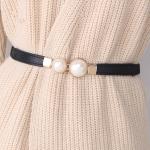 Ceintures blanches en cuir synthétique à perles en cuir 65 look fashion pour femme 