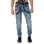 Jeans droits Cipo & Baxx bleus en cuir synthétique W31 look fashion pour homme 