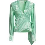 Chemises Circus Hotel vert clair en viscose à épaulettes à manches longues à manches longues Taille XS pour femme 