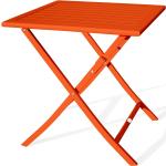 Tables de jardin carrées orange en aluminium pliables 