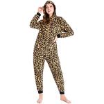 Pyjamas combinaisons marron à effet léopard en polyester Taille M look fashion pour femme 