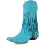 Bottines western & bottines cowboy bleues à franges Pointure 39 look fashion pour femme 