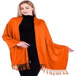 Écharpes unies orange en viscose à franges Tailles uniques look fashion pour femme 