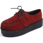 Chaussures casual d'automne rouges en daim à bouts ronds à lacets Pointure 38 classiques pour femme 