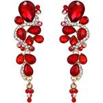 Boucles d'oreilles à clip de mariage rouges en cristal à strass style bohème pour femme 