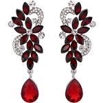 Boucles d'oreilles de mariage rouges en cristal à strass en argent style bohème pour femme en promo 