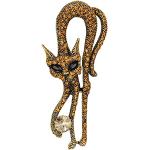 Clearine Broche Chat Courbé Vintage Cristal Strass