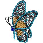 Broches en or bleues en cristal à motif papillons look fashion pour femme 