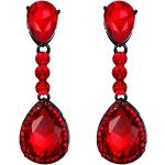 Boucles d'oreilles à clip rouges en cristal look fashion pour femme 