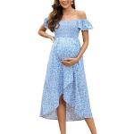 Robes de grossesse été de soirée de printemps bleues en polyester à manches courtes Taille XL look casual pour femme en promo 
