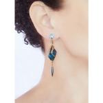 Boucles d'oreilles à clip bleus foncé en cristal à perles style bohème pour femme 