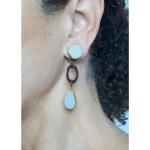 Boucles d'oreilles à clip pour la fête des mères gris clair en cristal à perles fait main style bohème pour femme 