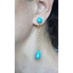 Boucles d'oreilles à clip turquoise en métal fait main pour femme 
