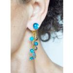 Boucles d'oreilles à clip bleu canard en cristal à strass à motif canards style bohème pour femme 