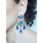 Boucles d'oreilles pendantes dorées en cristal style bohème pour femme 
