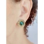 Boucles d'oreilles à clip vert foncé en résine look vintage pour femme 