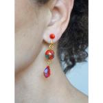 Boucles d'oreilles à clip pour la fête des mères dorées en cristal à perles fait main look vintage pour femme 