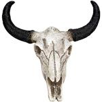 CLISPEED Crâne de Vache à Longue Corne Fixé Au Mur Longhorn Steer Bétail Crâne de Vache Suspendu Figurine Ornement Cabine Lodge Décor Macabre Gothique pour Halloween Maison Hantée