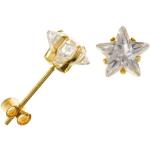 Clous d'oreille avec zircone en forme d’étoile et tiges et fermoirs en or jaune 9 carats