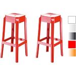 Tabourets de bar design Clp rouges en plastique en lot de 2 modernes 