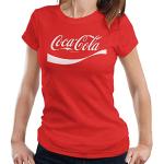 T-shirts rouges à manches courtes Coca Cola à manches courtes Taille L look fashion pour femme 