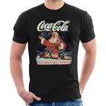T-shirts pour fêtes de Noël noirs à manches courtes Coca Cola à manches courtes Taille XXL look fashion pour homme 